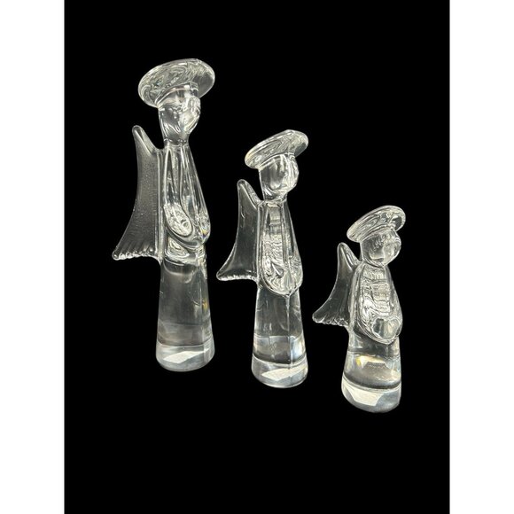 Tuscany Collection Angels 3 Lead Crystal Christmas Mid Century Modern 7"-9"-11' - Picture 2 of 10